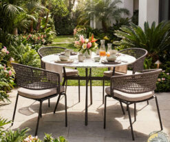 bàn ăn tròn ngoài trời 1 bàn 4 ghế