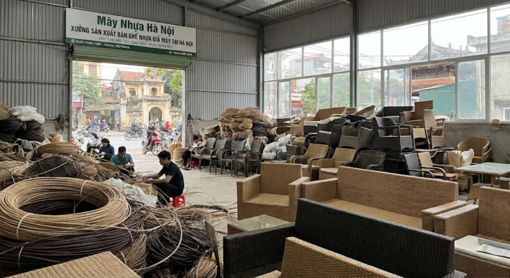 xuong sản xuất bàn ghế mây nhựa tại hà nội