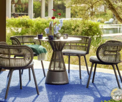 Bộ bàn ghế mây bàn tròn cao cấp 4 ghế