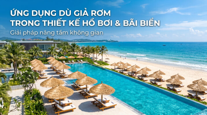 Ô dù giả rơm cao cấp cho sân vườn